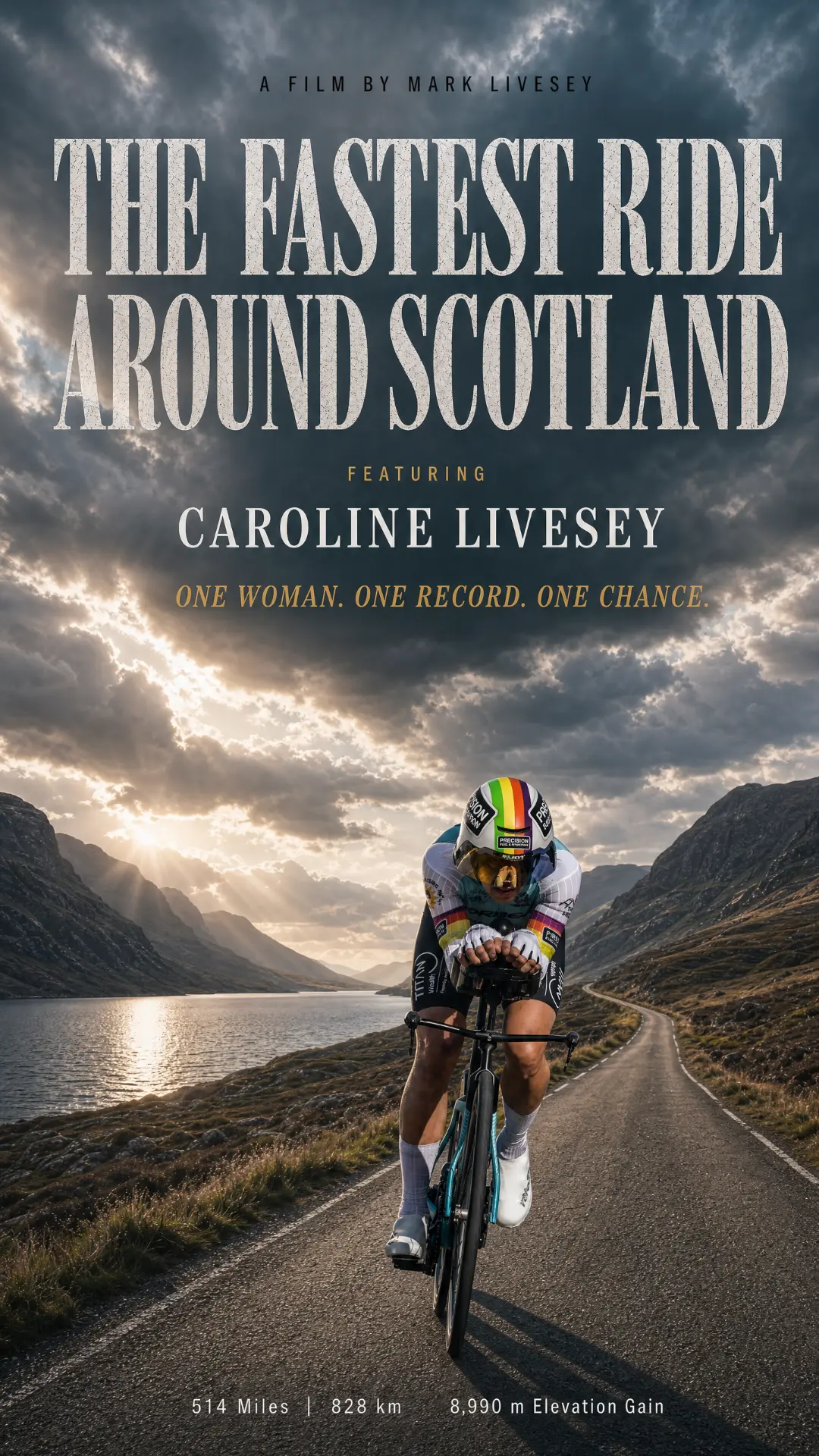 Poster for The Fastest Ride Around Scotland, a film by Mark Livesey featuring Caroline Livesey